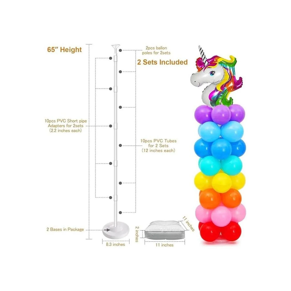 Juego de 2 soportes de columna de globo con base y barra_2