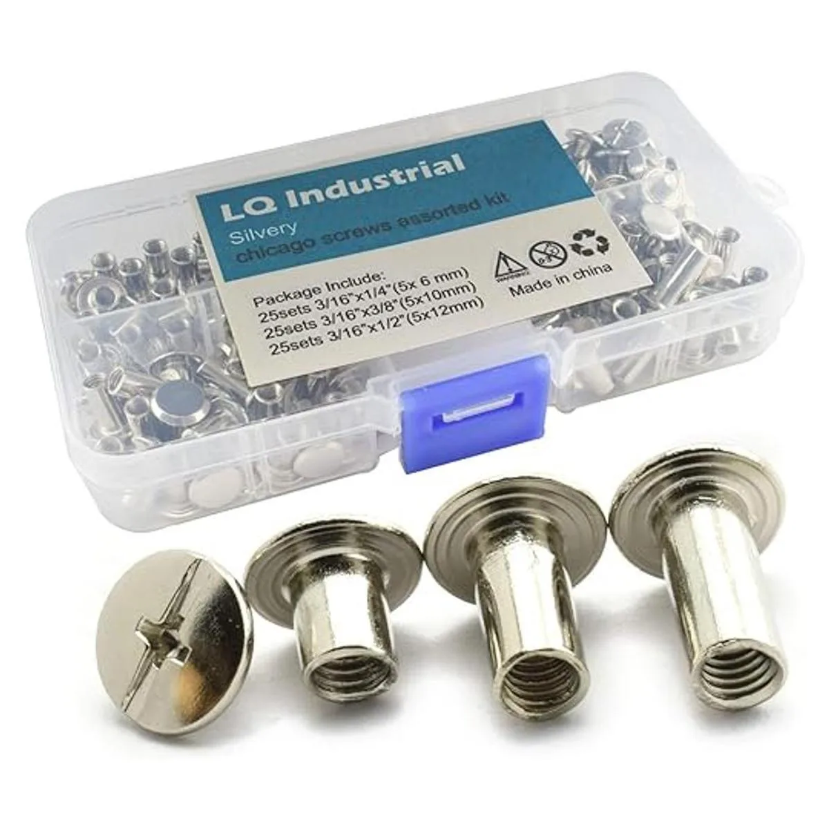 LQ Industrial Juego de 75 tornillos plateados M5 Chicago_1