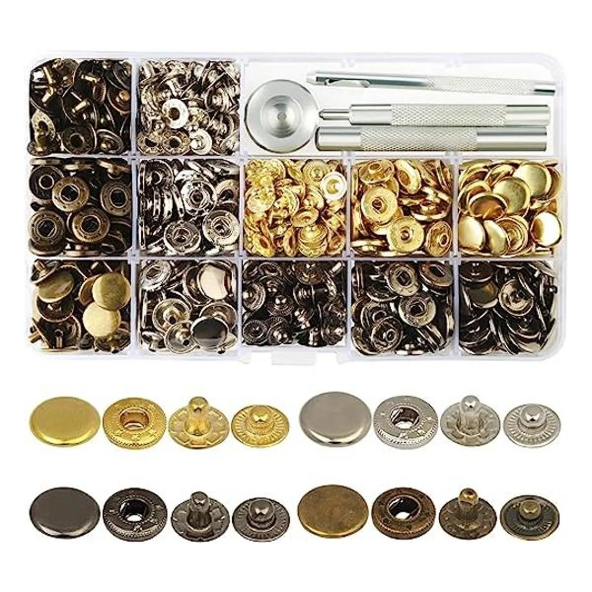 LANMOK Juego de 160 cierres de presión de metal duradero_1