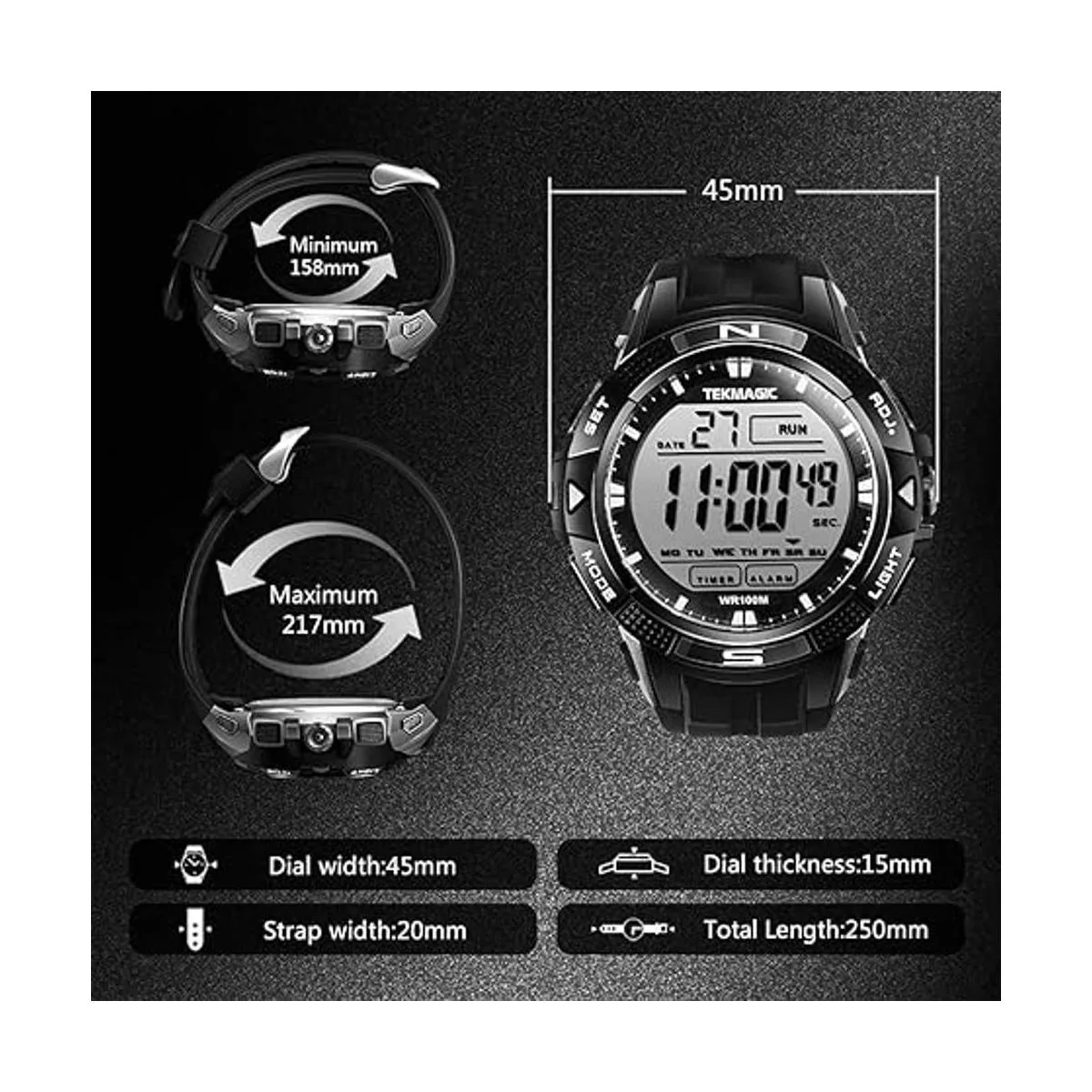 TEKMAGIC Reloj de buceo digital sumergible de 10 ATM_4