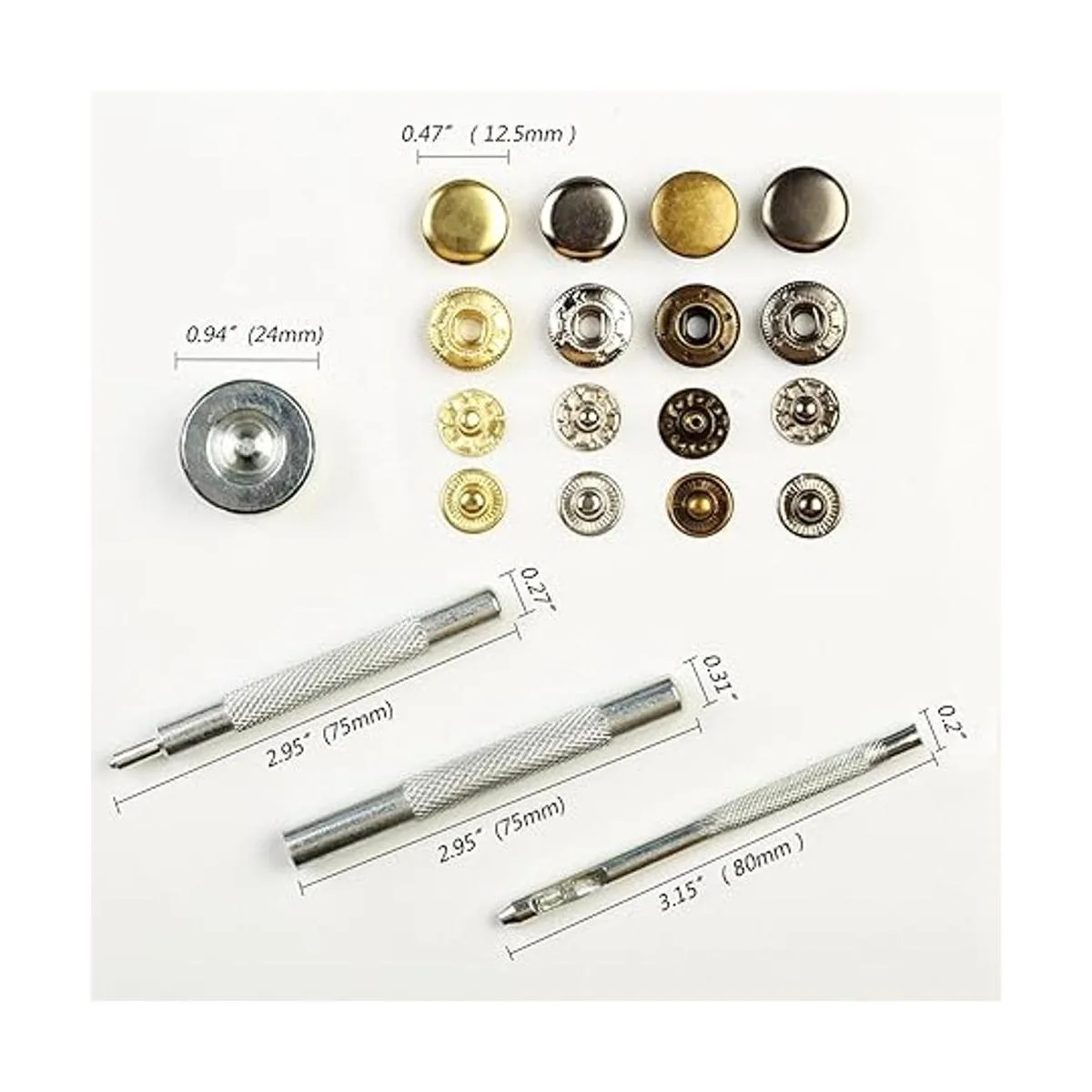 LANMOK Juego de 160 cierres de presión de metal duradero_7