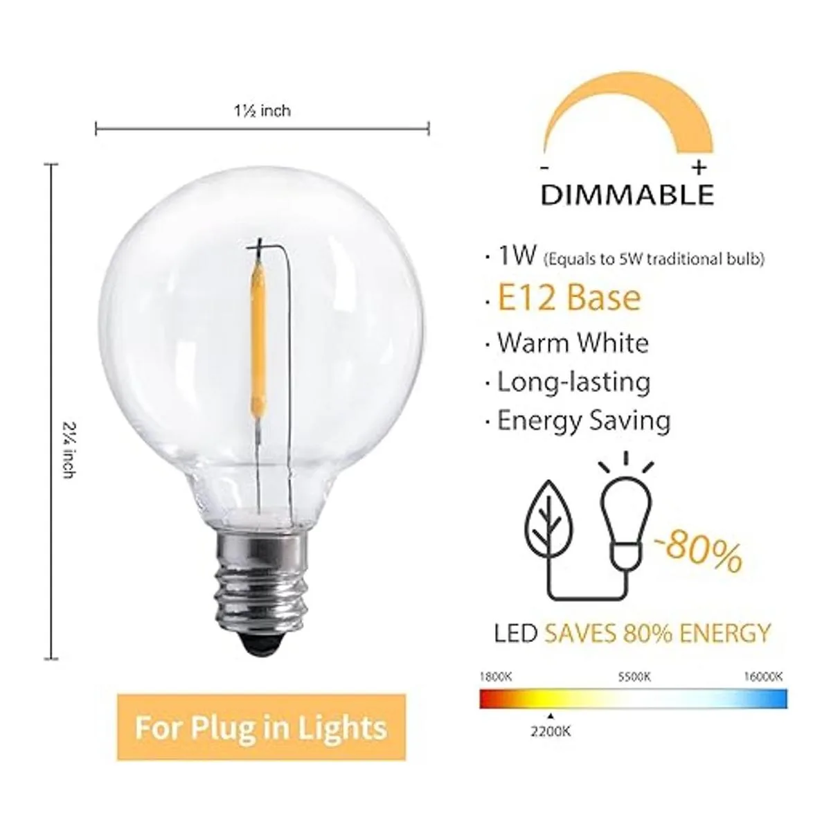 Brightown Candelabra Lote de 25 bombillas G40 con rosca_2