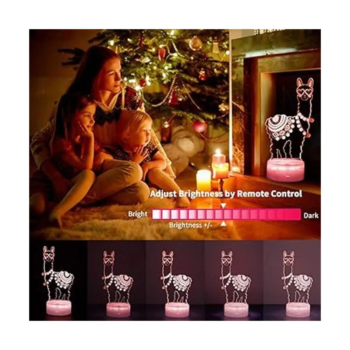 Lámpara de ilusión óptica 3D de llama de alpaca 16_4