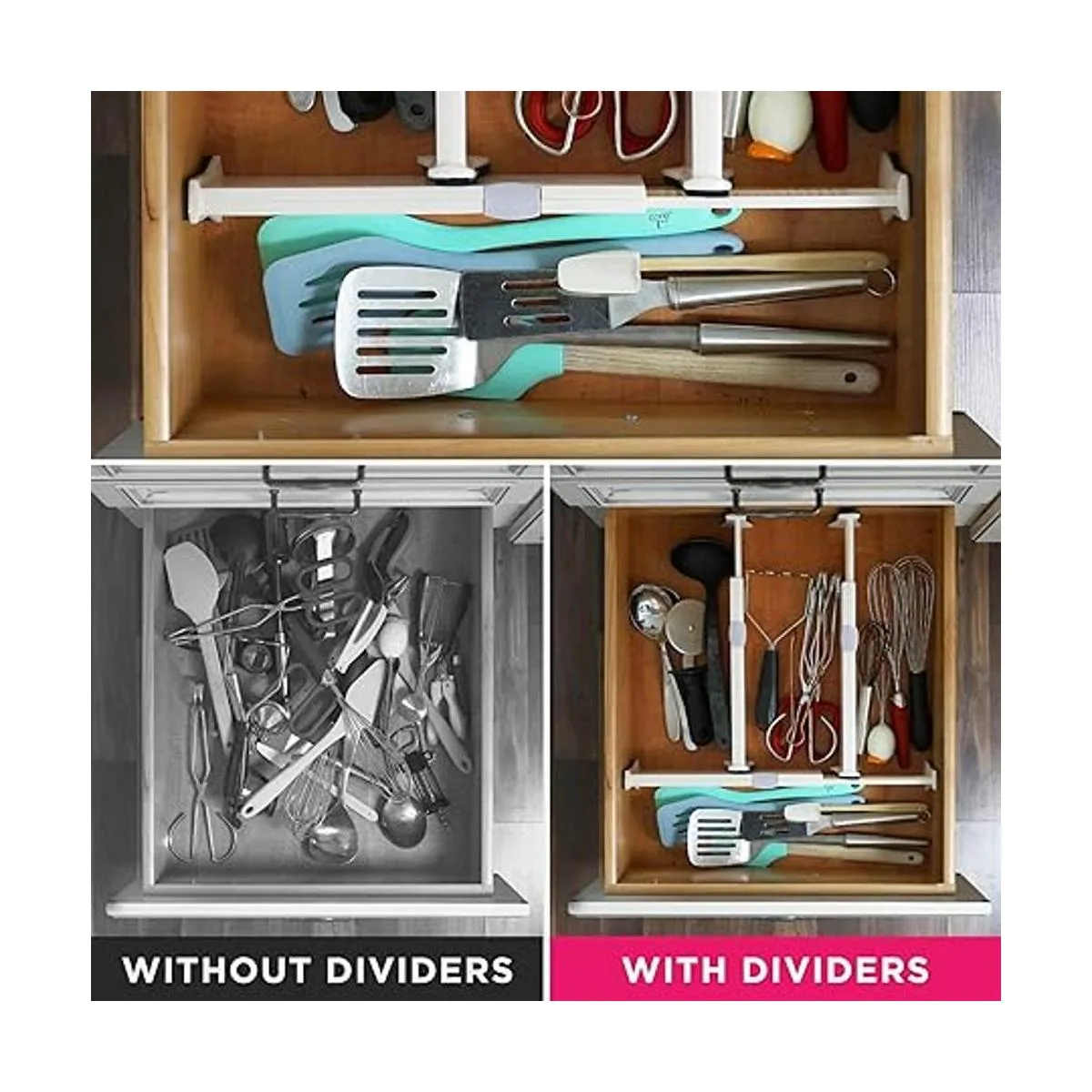 Divisores y organizador de 4 cajones organiza cubiertos y_5