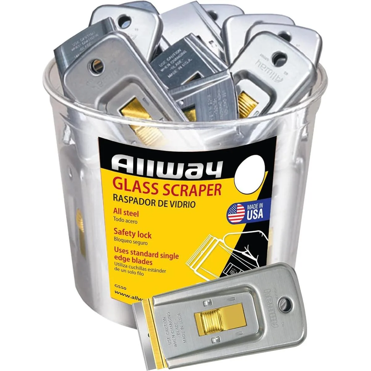 ALLWAY Rascadores de vidrio de seguridad GS50 paquete de 50_1