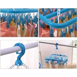 Clip plegable y colgador de goteo con 32 clips tendedero_7