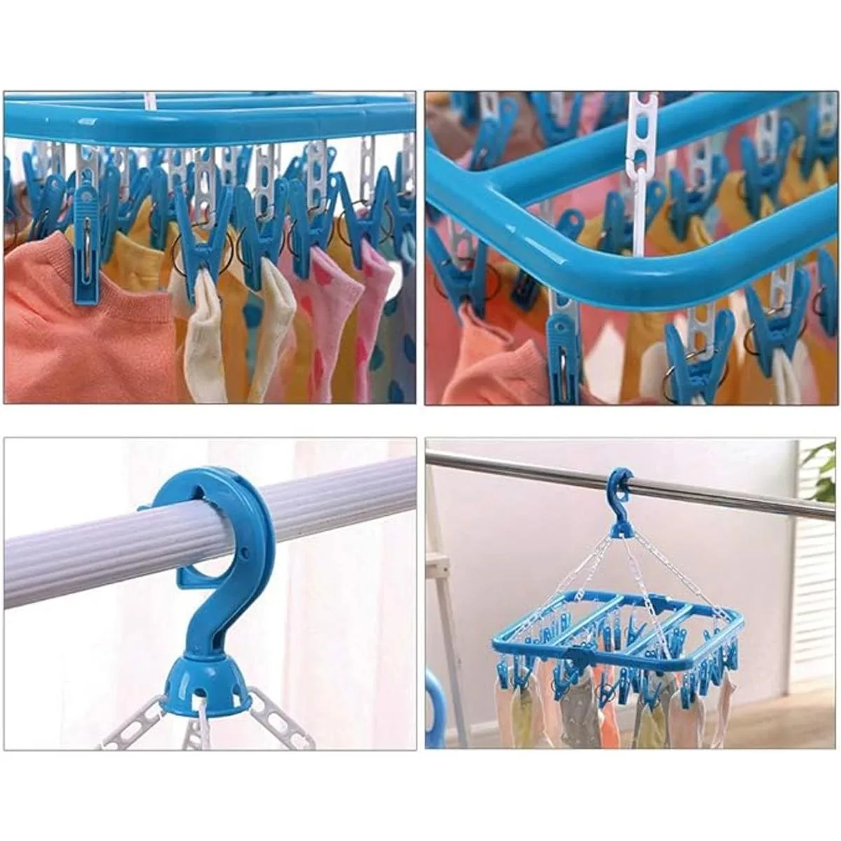 Clip plegable y colgador de goteo con 32 clips tendedero_7