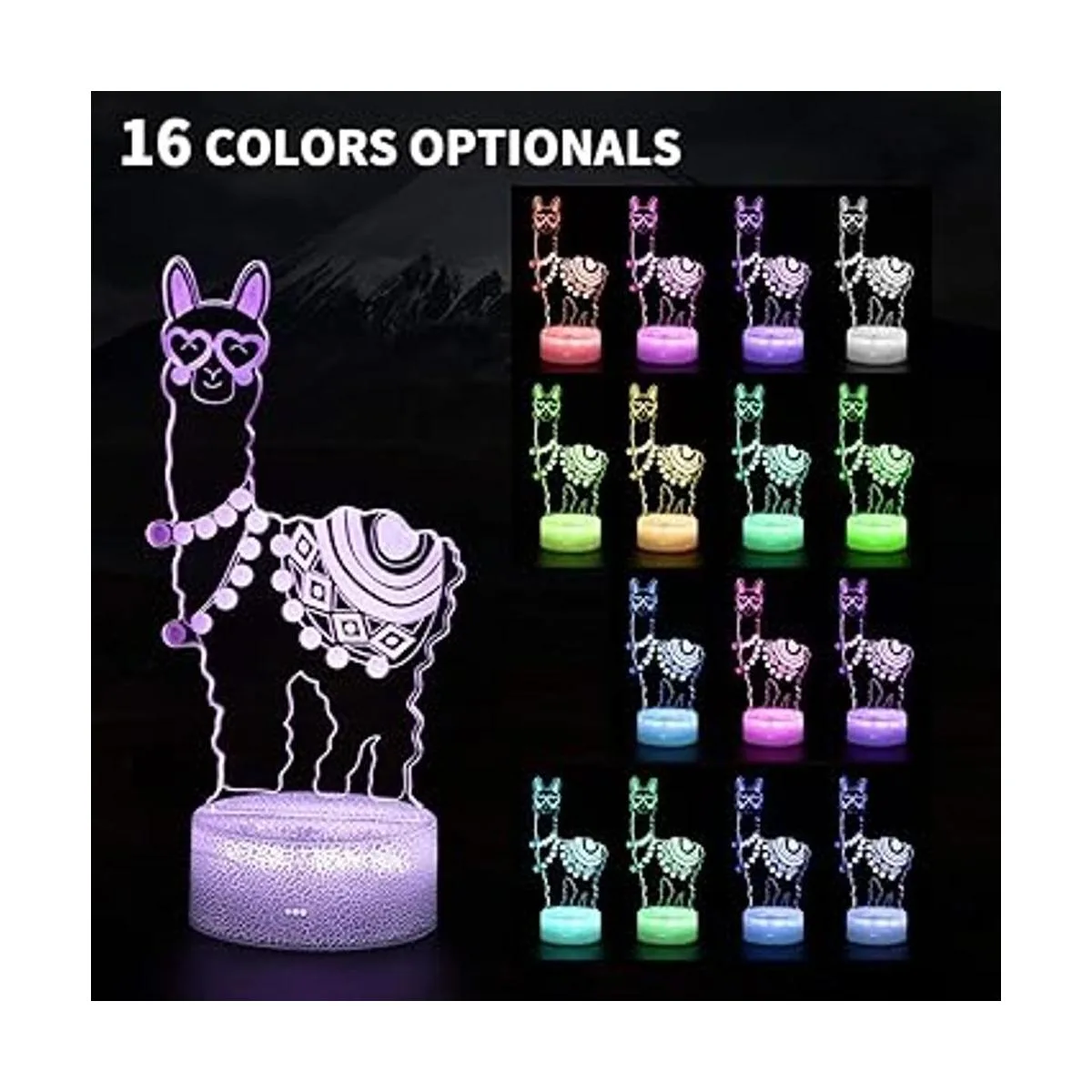 Lámpara de ilusión óptica 3D de llama de alpaca 16_2