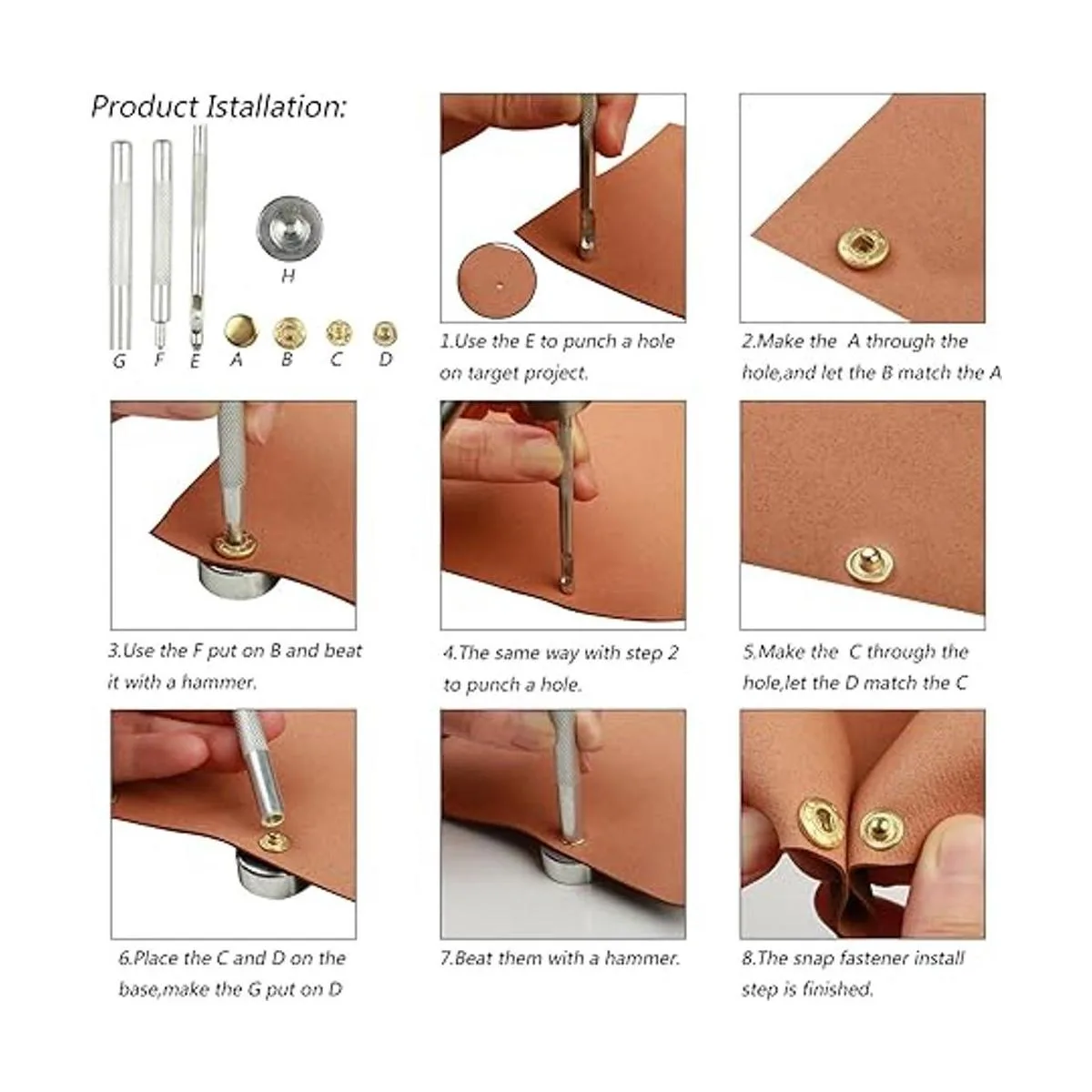 LANMOK Juego de 160 cierres de presión de metal duradero_6