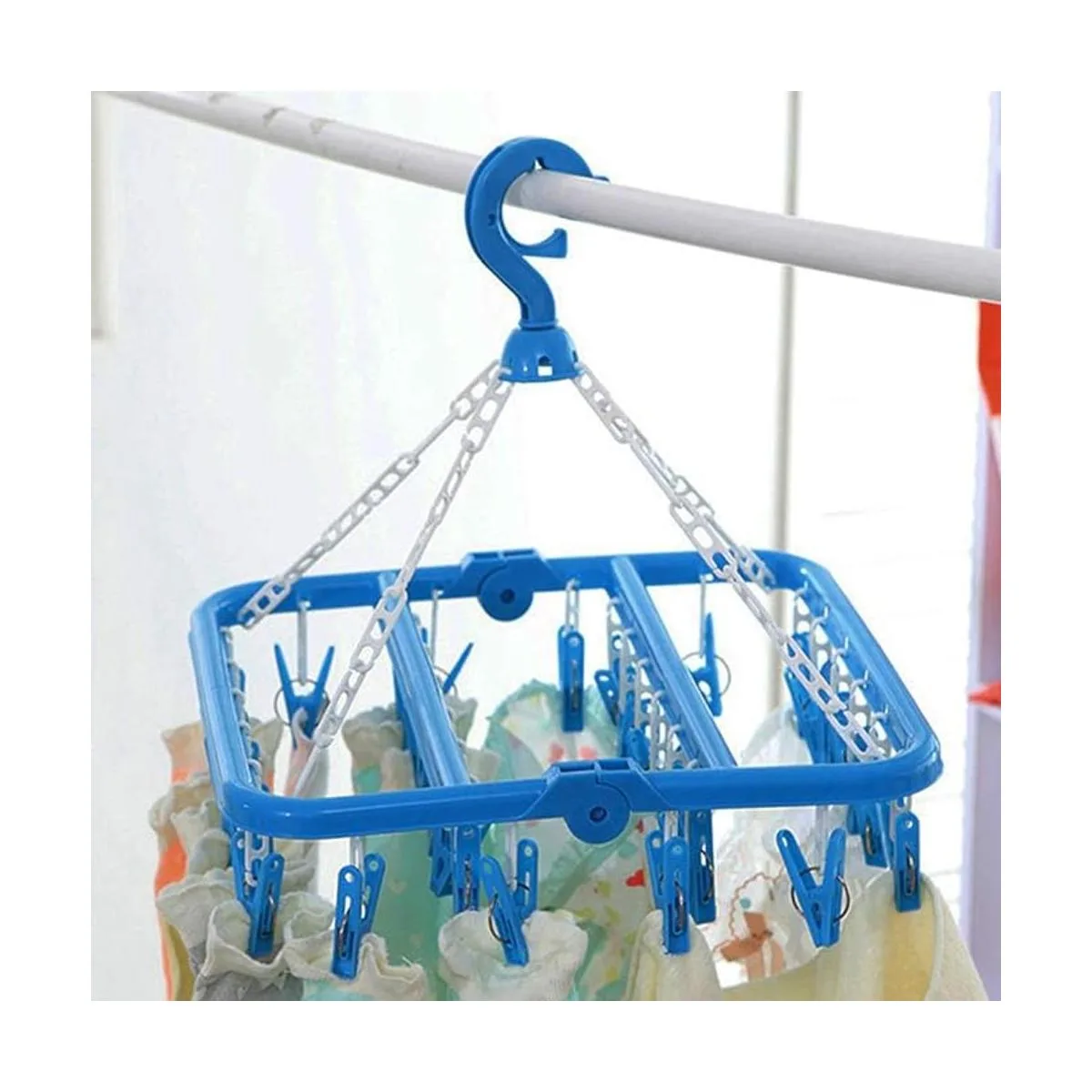 Clip plegable y colgador de goteo con 32 clips tendedero_6