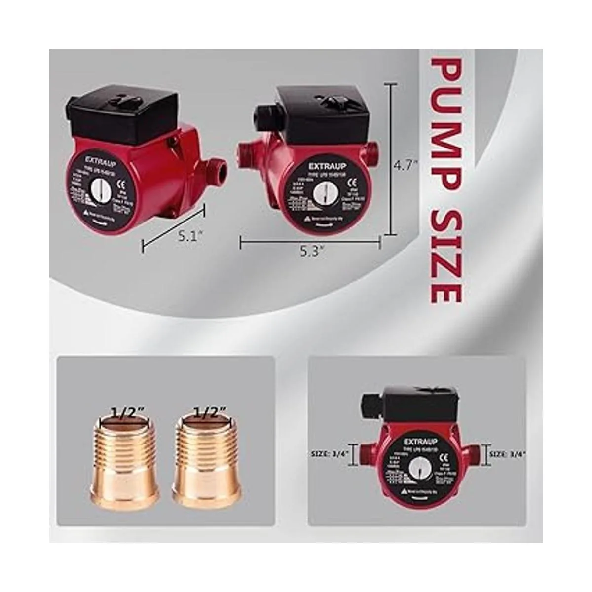 EXTRAUP Bomba de circulación de hierro fundido de 34 NPT_4