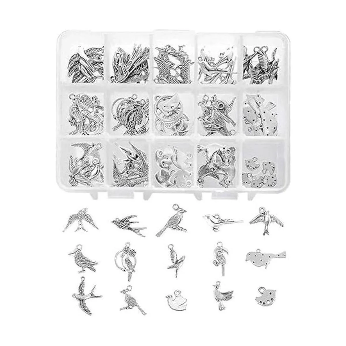 PH PandaHall Dijes de pájaro de 15 estilos 90 piezas de_1