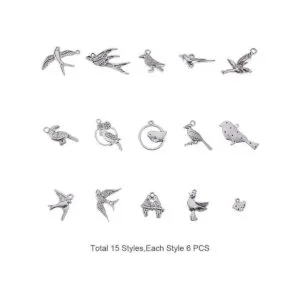 PH PandaHall Dijes de pájaro de 15 estilos 90 piezas de_2