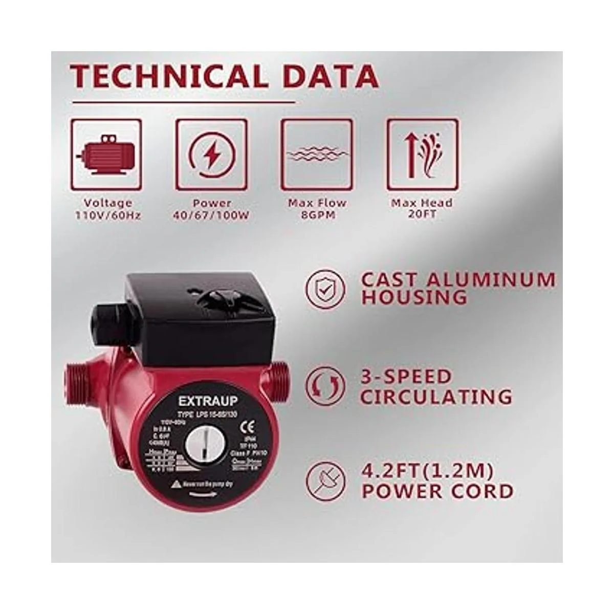 EXTRAUP Bomba de circulación de hierro fundido de 34 NPT_2