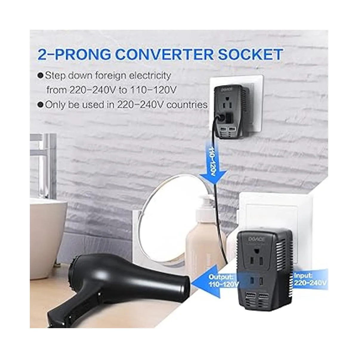 DoAce C11 Convertidor de voltaje de viaje de 2000 W para_4