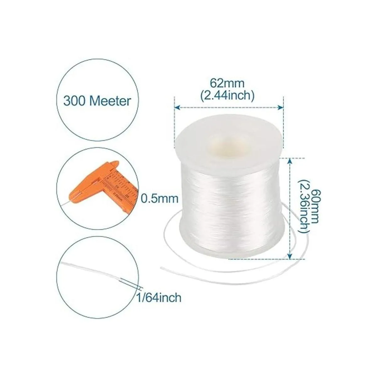 Pandahall 984.3 ft rollo de alambre de fibra elástica de_2