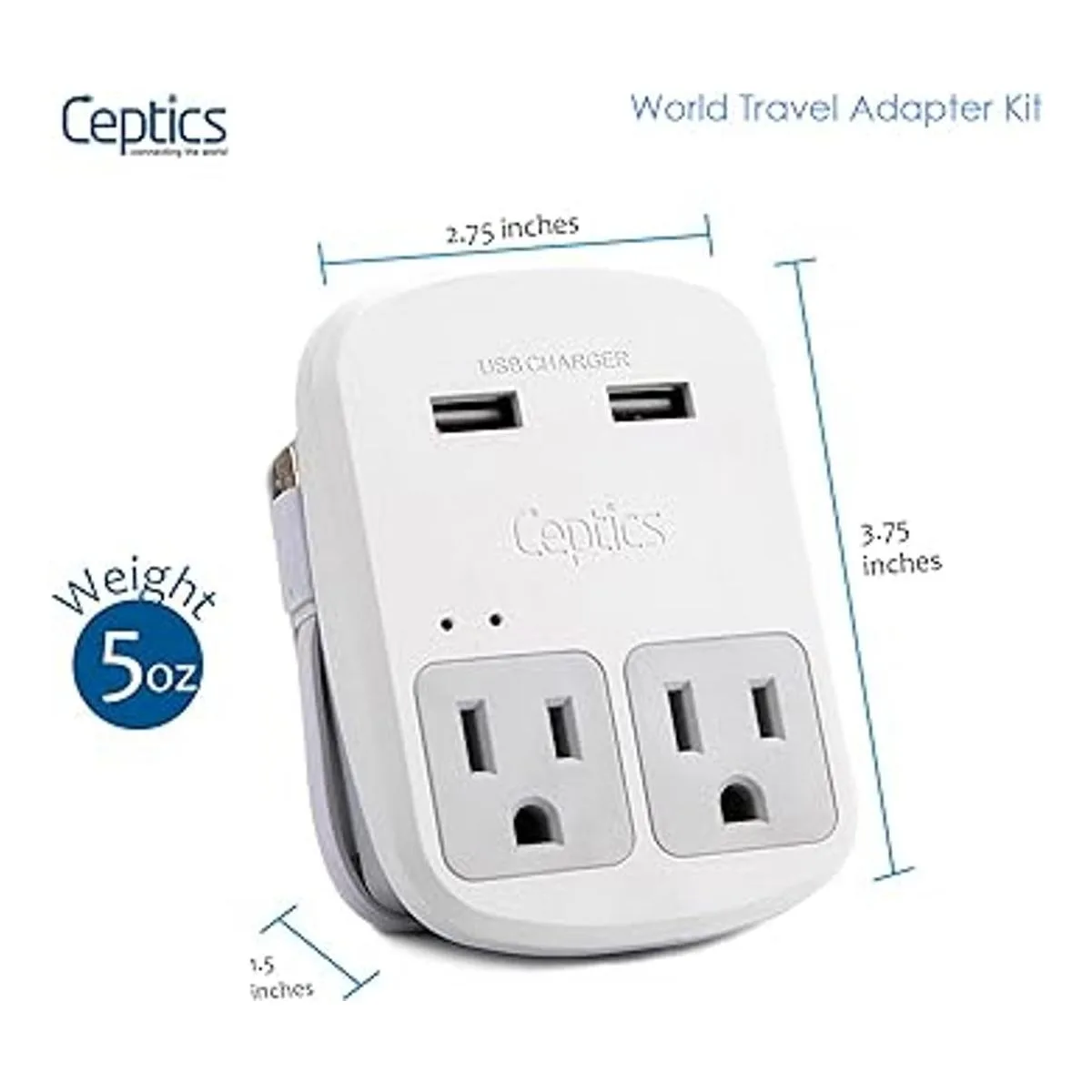 Ceptics World Kit de adaptador de enchufe internacional_5