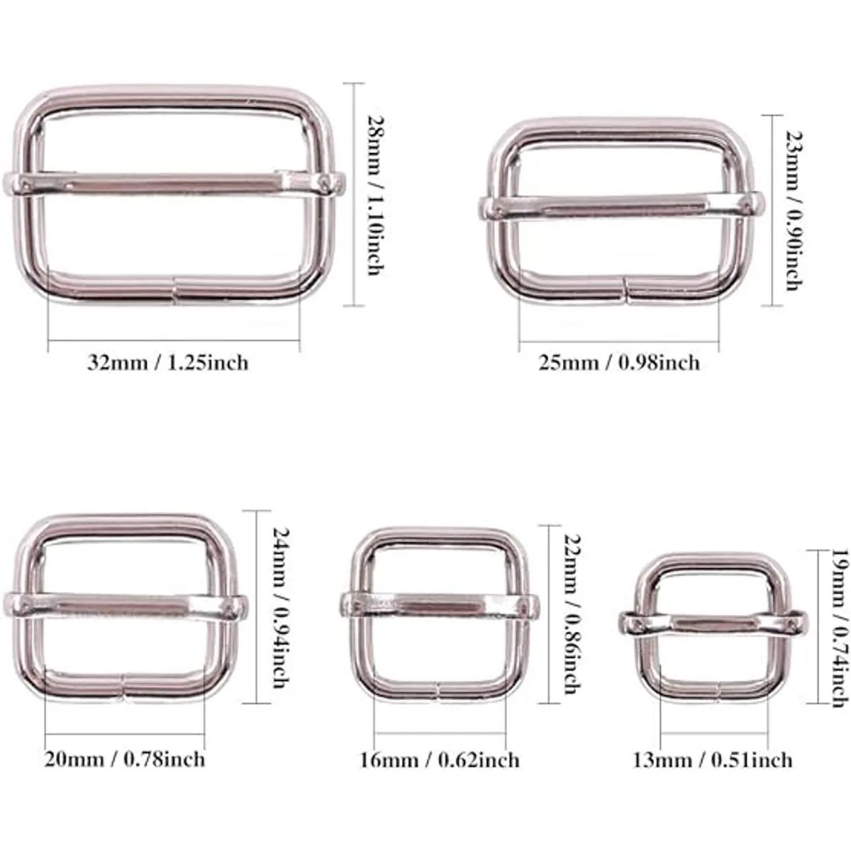 Swpeet 50 piezas de metal rectángulo ajustador de gatillos_2