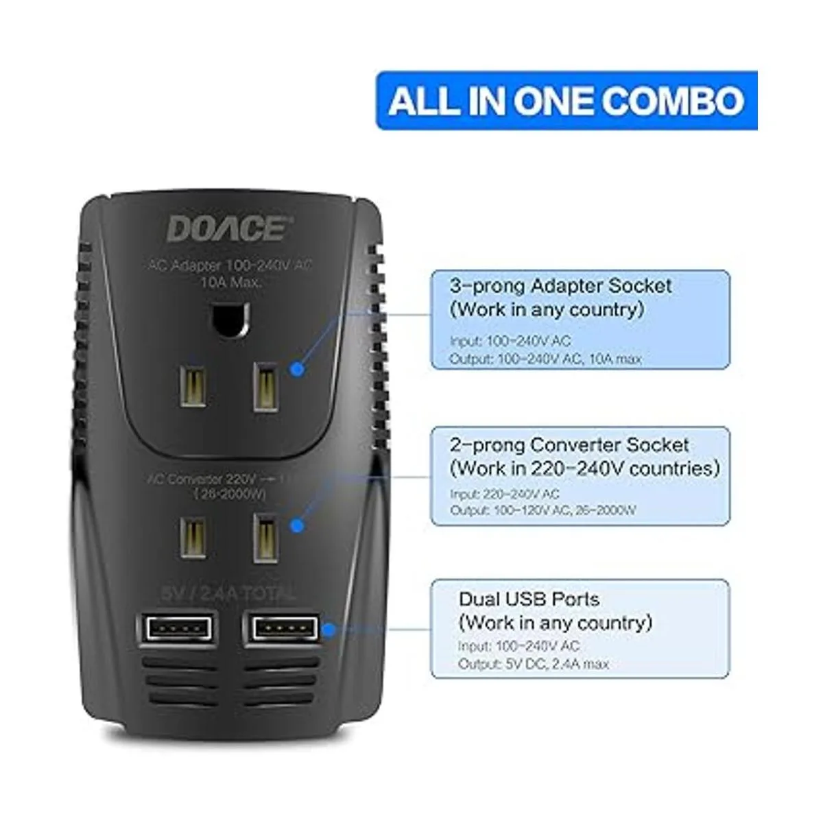 DoAce C11 Convertidor de voltaje de viaje de 2000 W para_2