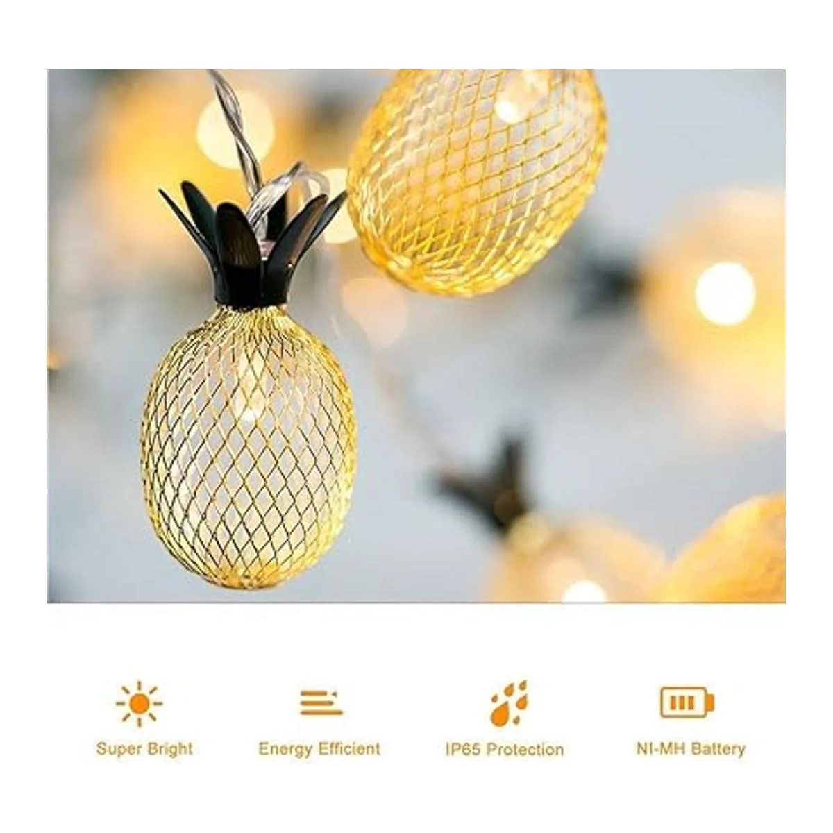 BIMEE Guirnalda de luces solares de piña de 15 pies 20_2