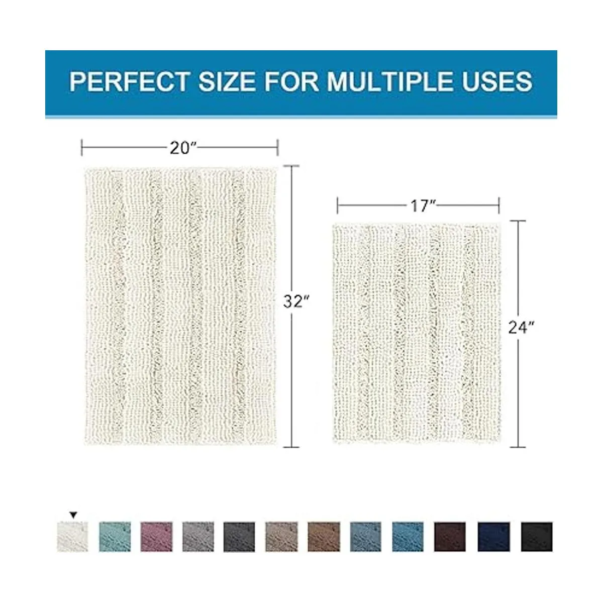 Juego de 2 tapetes de baño de felpilla lanudo súper_2