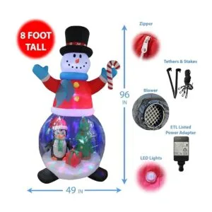 Globo inflable de Navidad de 8 pies de alto con pingino y_2