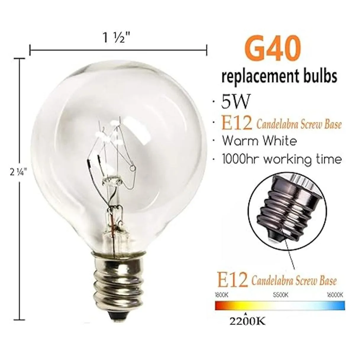 Bombillas de repuesto G40 bombilla de globo transparente_2