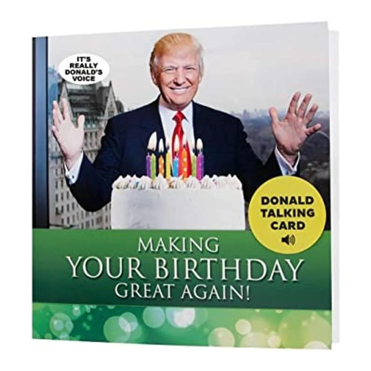 Tarjeta de cumpleaños parlante de Trump verde Uno de_1