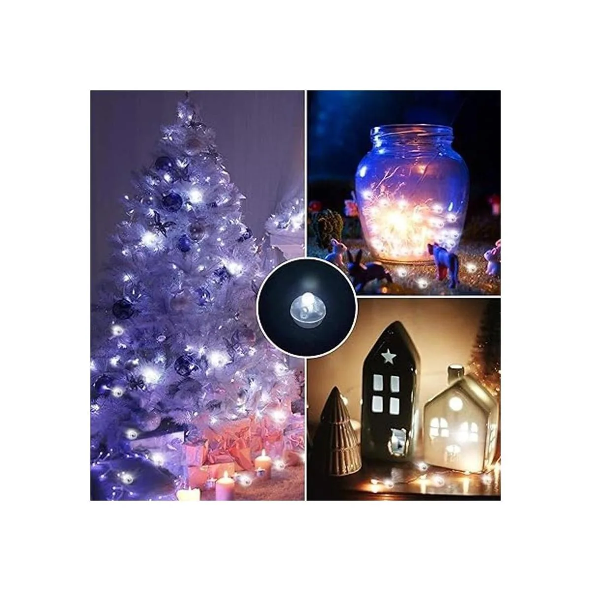 Aogist 100 luces LED blancas mini lámpara LED redonda_4