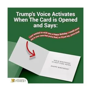 Tarjeta de cumpleaños parlante de Trump verde Uno de_3