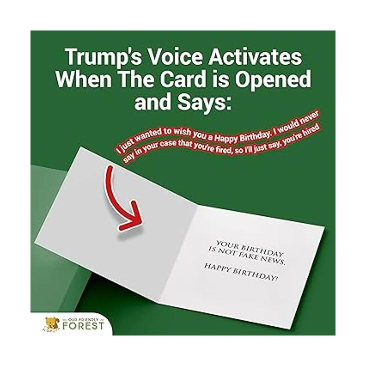 Tarjeta de cumpleaños parlante de Trump verde Uno de_3