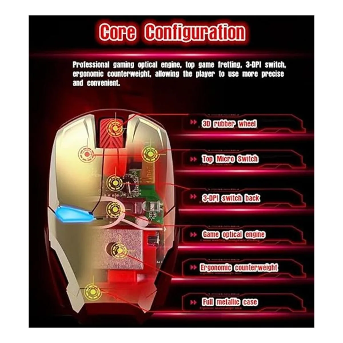 Ratón inalámbrico Cool 2.4G portátil juego óptico ratones_2