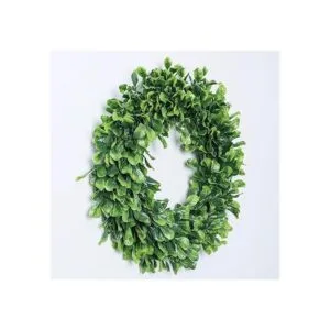 Lvydec Corona de hojas verdes artificiales corona de boj_7