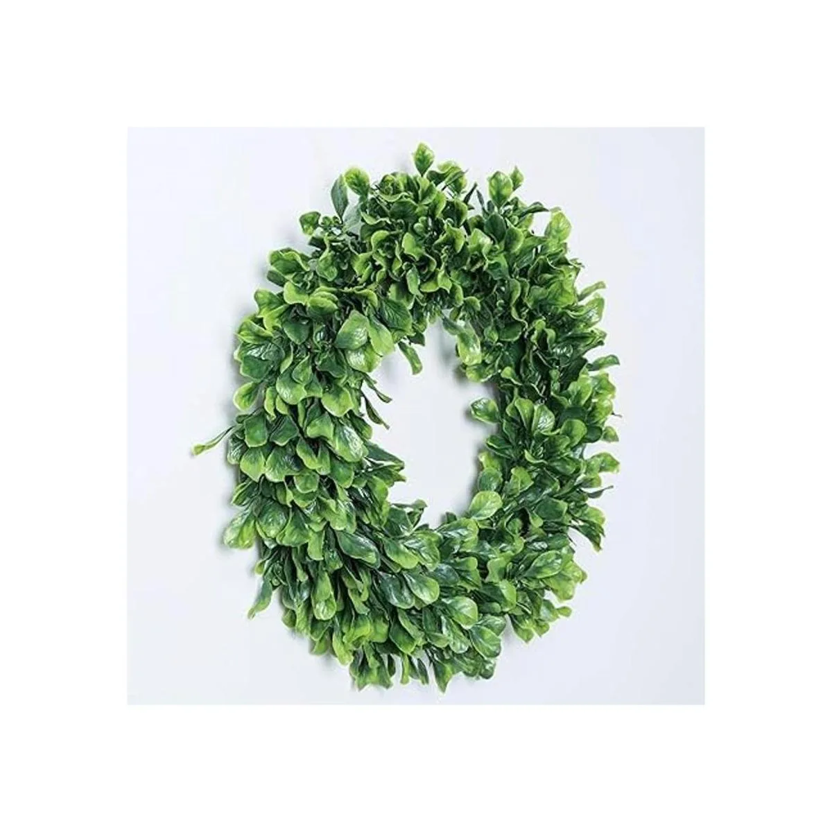 Lvydec Corona de hojas verdes artificiales corona de boj_7