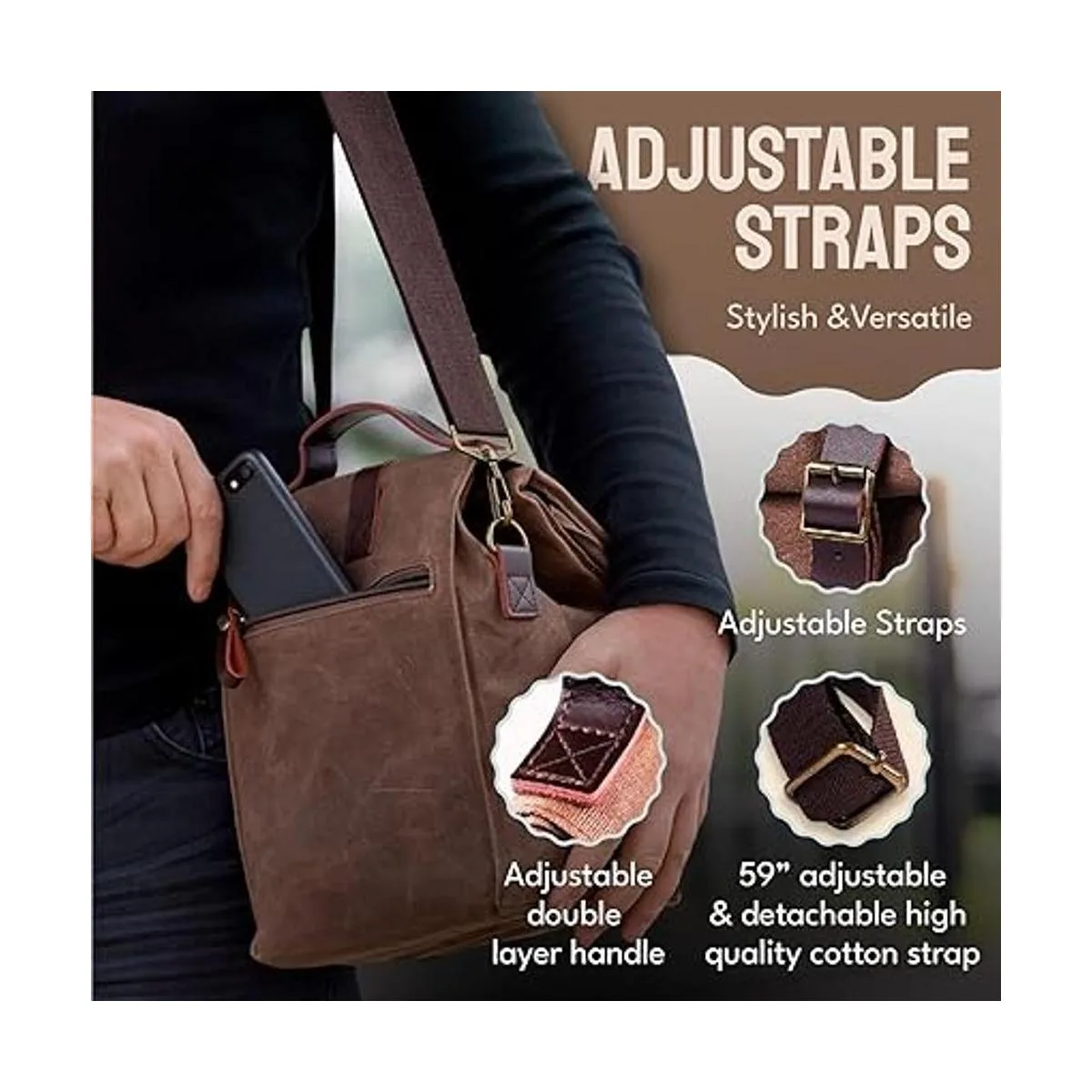 Bolsa de almuerzo de lona encerada aislada por ASEBBO._4