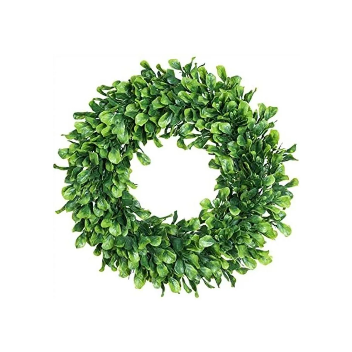 Lvydec Corona de hojas verdes artificiales corona de boj_1