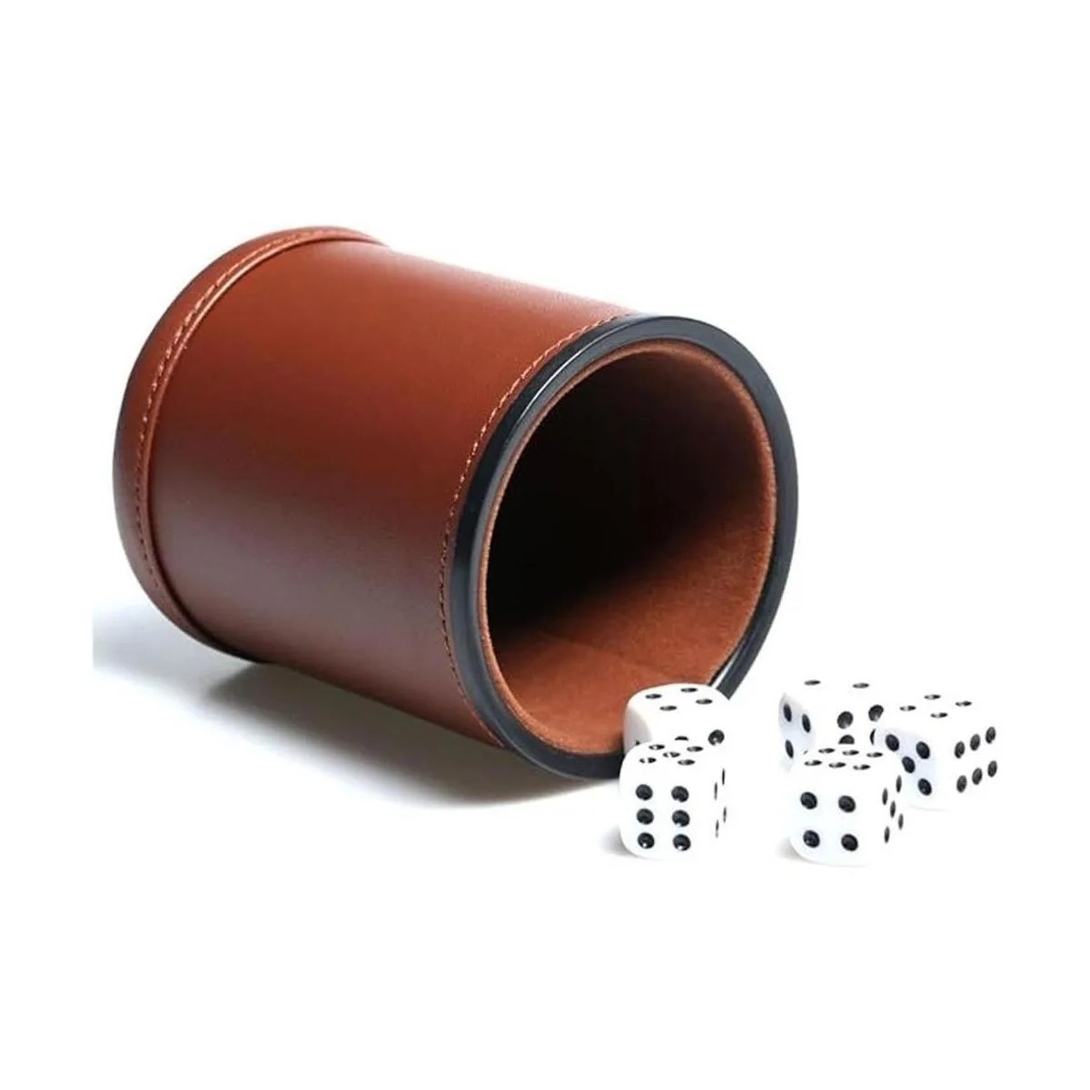 Juego de tazas de dados de cuero con forro de fieltro_1