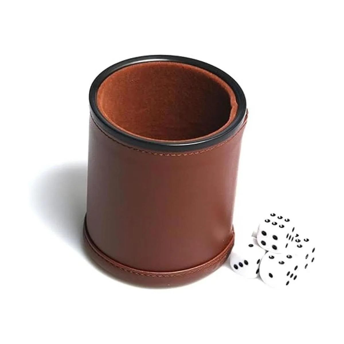 Juego de tazas de dados de cuero con forro de fieltro_2