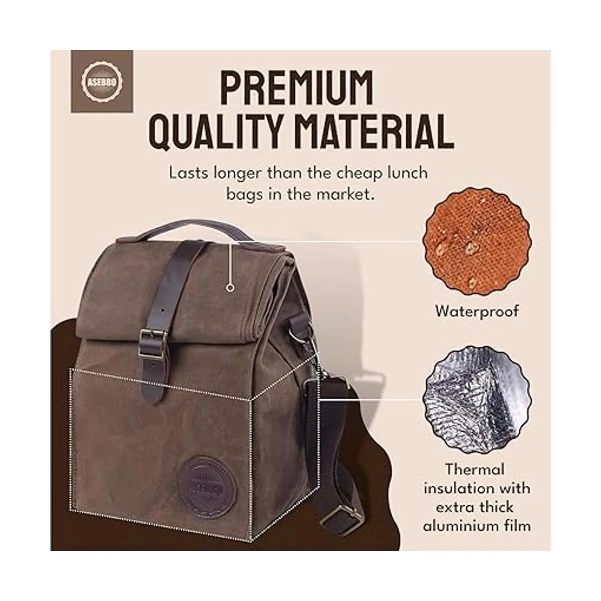 Bolsa de almuerzo de lona encerada aislada por ASEBBO._2