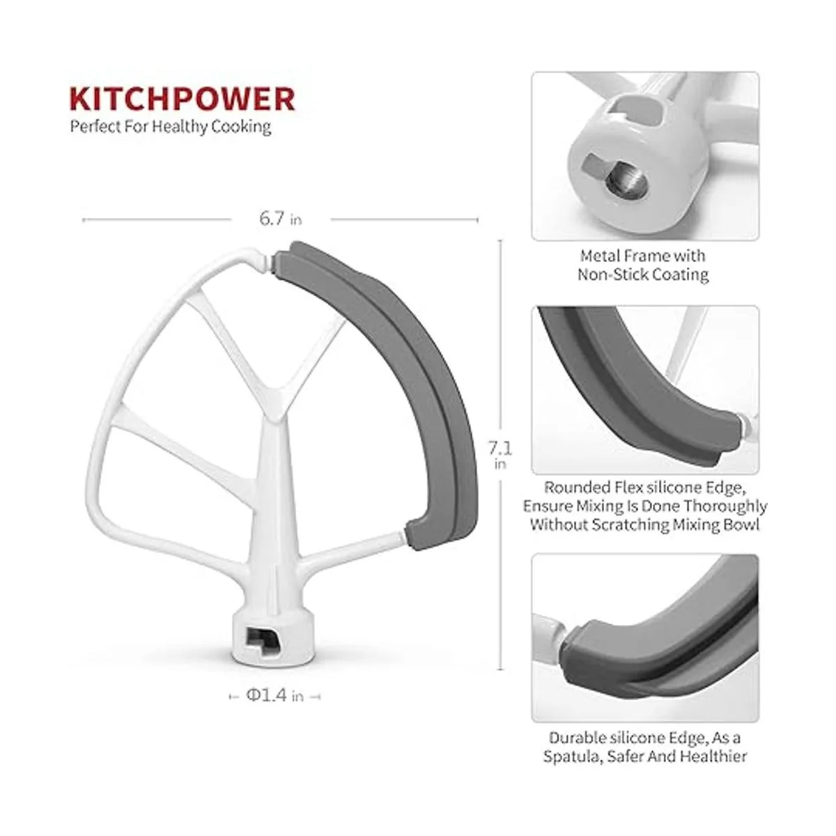 KITCHPOWER Batidor de borde flexible de 6 cuartos para_5