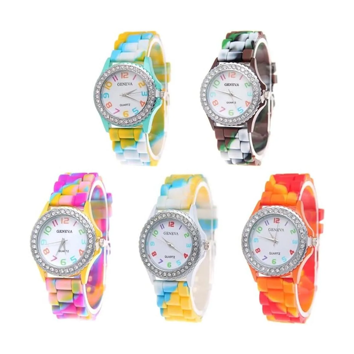 CdyBox Juego de 5 relojes de pulsera de silicona coloridos_1