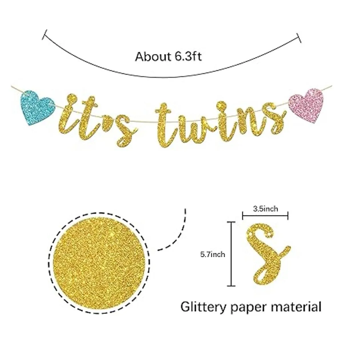 INNORU Its Twins Banner Banderines con purpurina_2