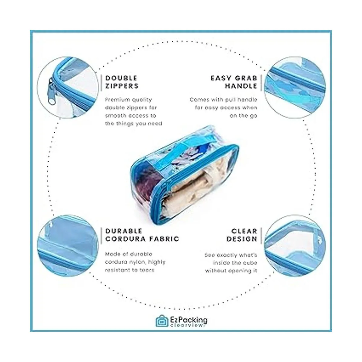 Pequeño cubo de viaje transparente de plástico de PVC_3