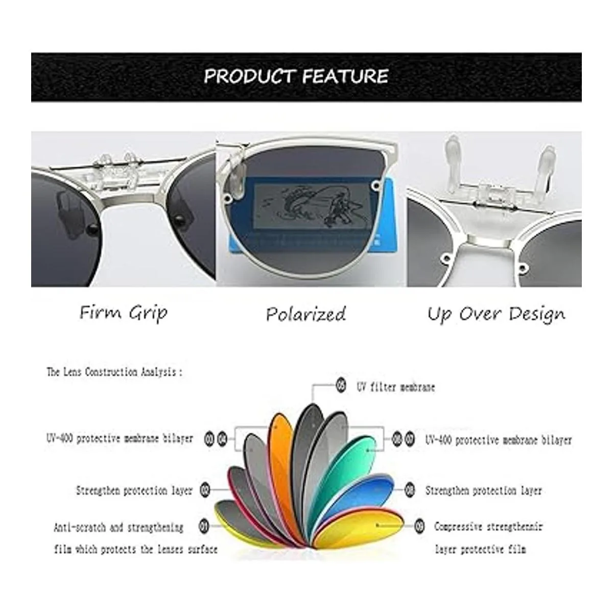 Gafas de sol polarizadas unisex antirreflejos con clip_2