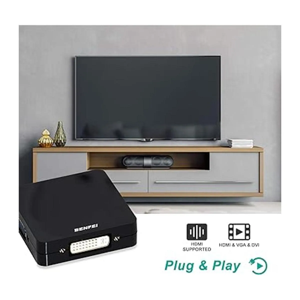 Benfei Adaptador mini DisplayPort a HDMI VGA DVI 4K 3 en_5