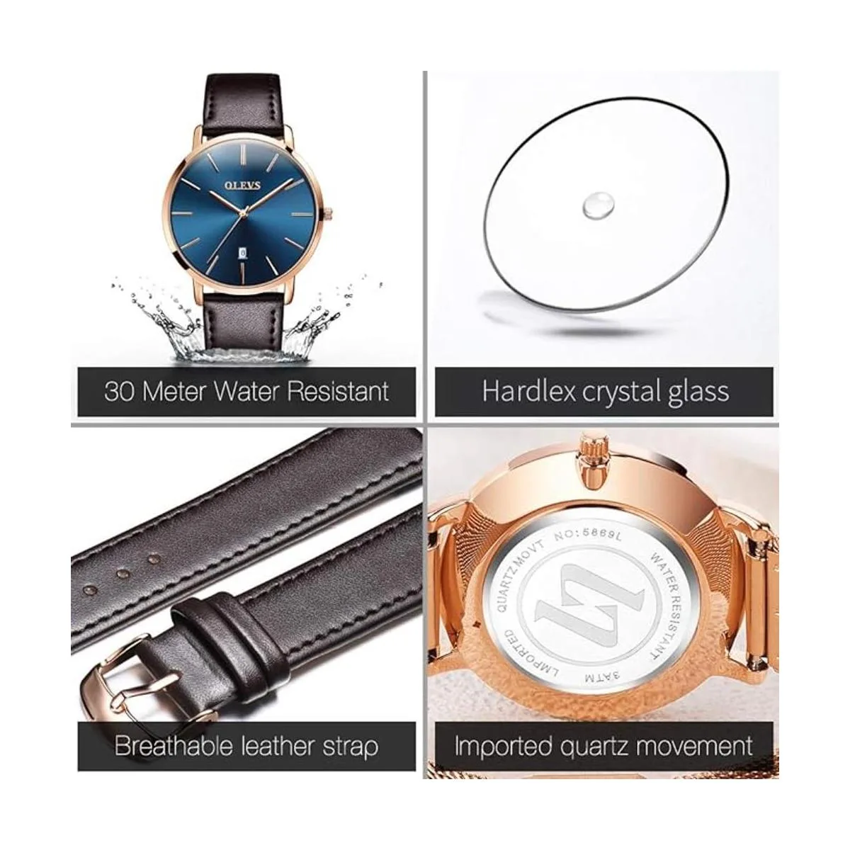 OLEVS Relojes minimalistas ultra finos a la moda casual_3