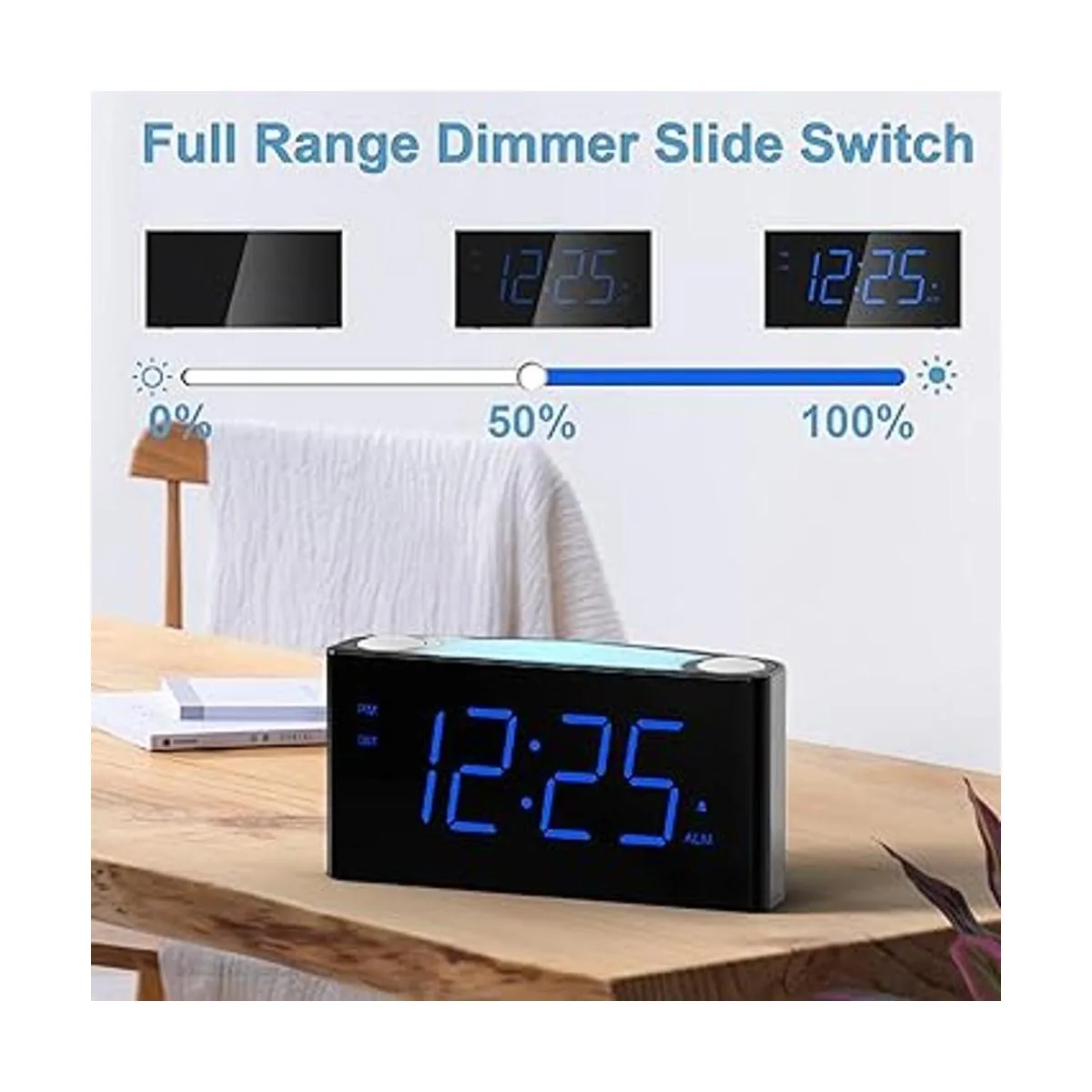 Reloj despertador digital para dormitorio luz nocturna de_4