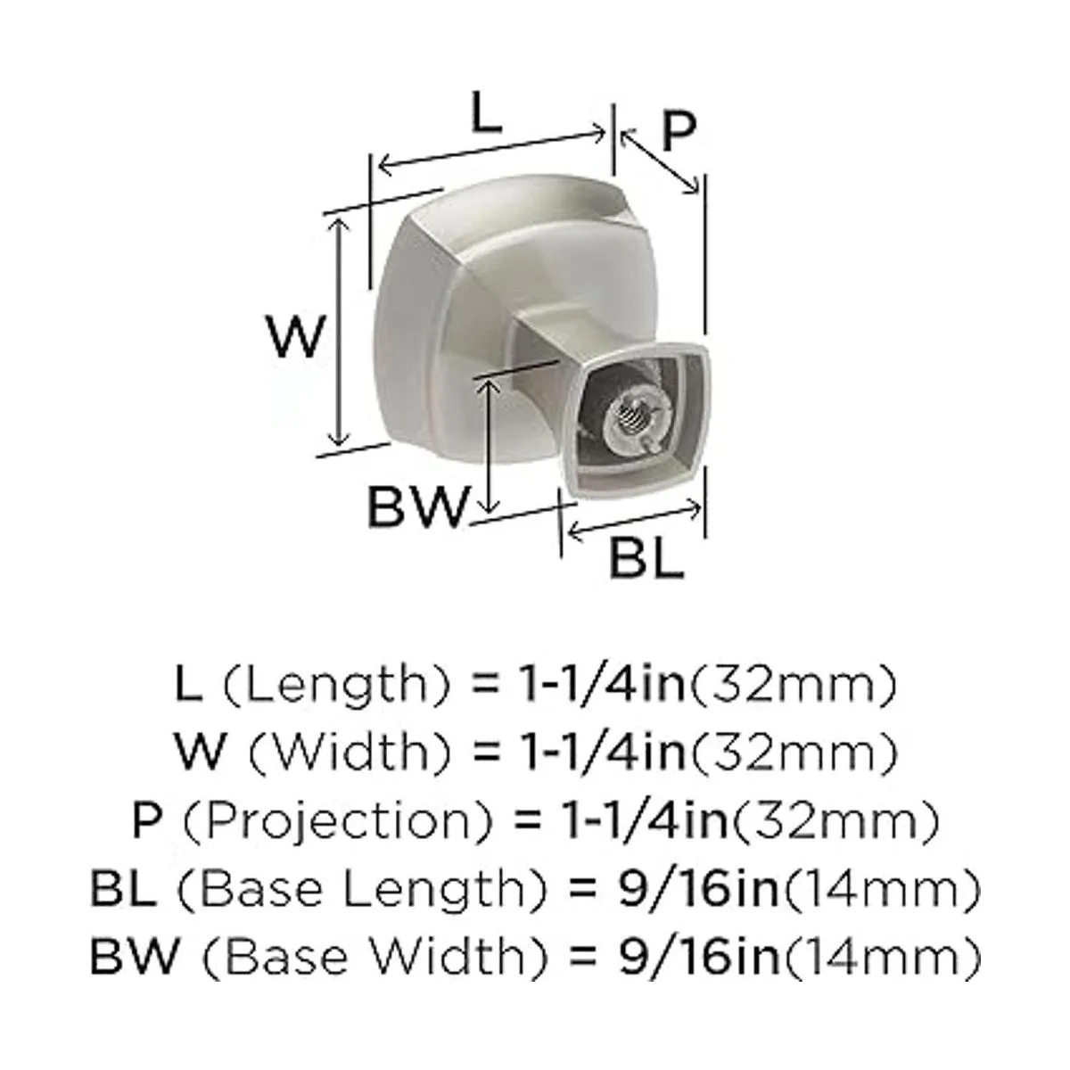 Amerock Perilla de gabinete Níquel satinado Longitud_3