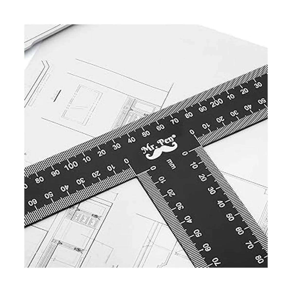 Mr. Pen Cuadrado en T regla en T regla de metal de 18_3