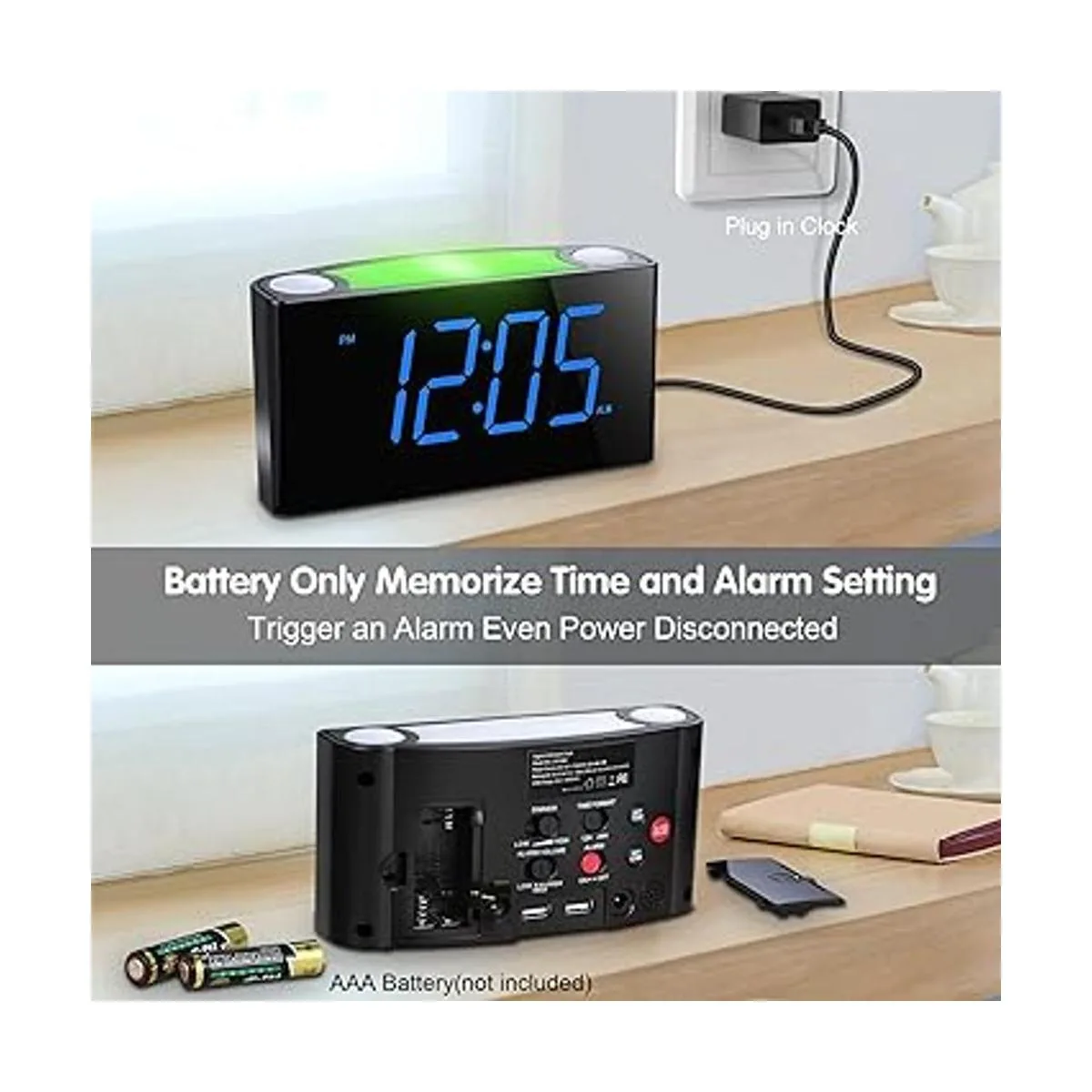 Reloj despertador digital para dormitorio luz nocturna de_3